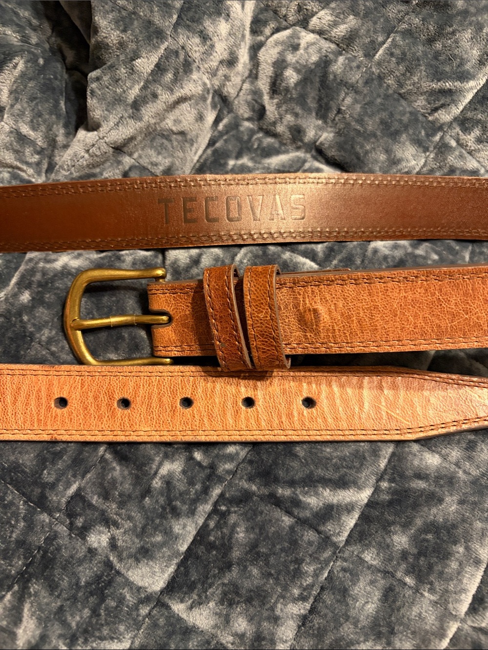 Tecovas Tan Leather Belt with Brass-Tone Buckle